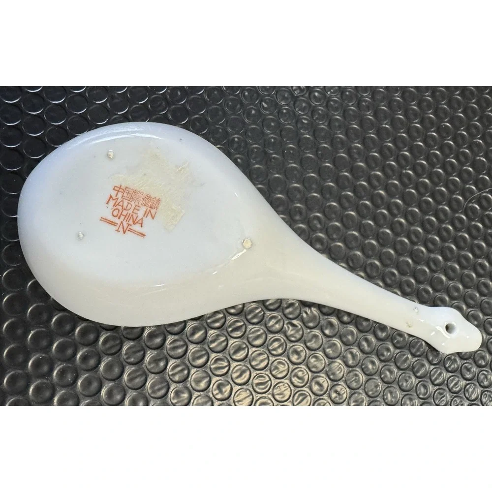 Chinese Porcelain Spoon‎ Rest Famille Rose Style Floral Design Gold Trim 10